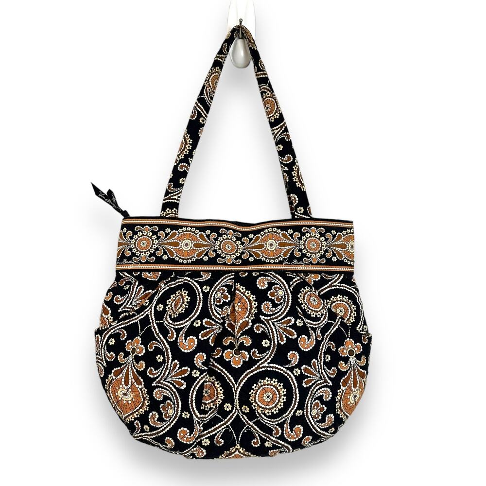 Vera Bradley caffe latte Black and Brown Paisley Shoulder Bag